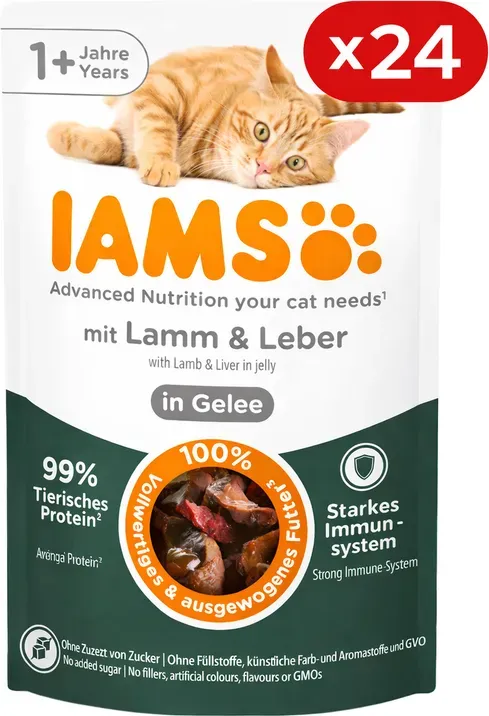 IAMS AN 1+ Lamm& Leber Gelee 24 x 85 g