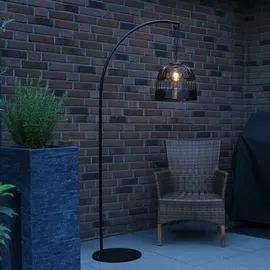 MARELIDA LED Solar Hängeleuchte Lampenschirm Korboptik Solarleuchte Terrasse Balkon