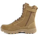 LUDEY Taktische Stiefel für Herren, seitlicher Reißverschluss, Militär-Arbeitsstiefel, leichte Kampfstiefel, Outdoor, Dschungel, Armeestiefel, Wanderstiefel, Coyote (YKK-Reißverschluss an der Seite), - 42 EU