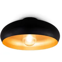 B.K.Licht Deckenlampe E27 1-flammig rund schwarz-gold Ø39,5 cm H: 17,5 cm