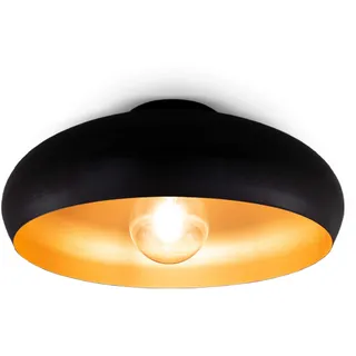 B.K.Licht Deckenlampe E27 1-flammig rund schwarz-gold Ø39,5 cm H: 17,5 cm