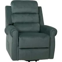 Mendler Fernsehsessel HWC-K63, Relaxsessel, Liegefunktion Aufstehhilfe Massage Heizfunktion, Stoff 220g/m2 Chenille - blau-grün