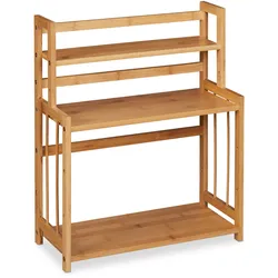 Relaxdays Gewürzregal Bambus, verstellbar, Küchenorganizer für Gewürze, platzsparend, 3 Etagen, HBT 50x41,5x18 cm, natur