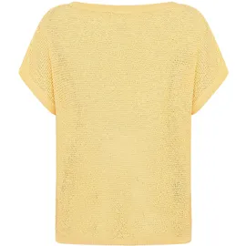 Cartoon Strickpullover mit Rundhalsausschnitt Gelb 36