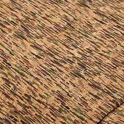 Korkstoff "Striche" mit Glitzer, natur/grün/lila