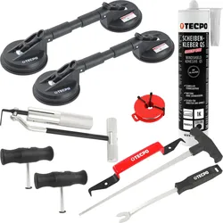 TECPO Windschutzscheibe-Reparaturset + 2x Gummi-Doppelsauger +...