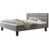 Hasena Polsterbett Noah 25 Nussbaum, | Stoff grau 140x200 - Schwarz