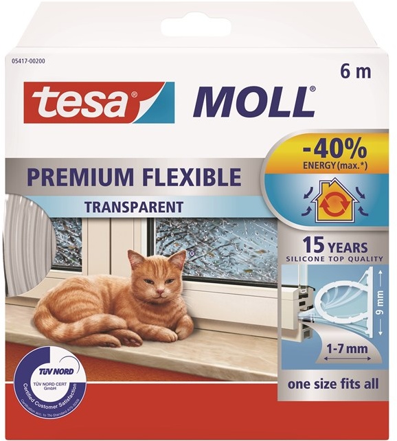 moll Premium Flexible Silicone Sealing Tape 6m x 9mm x 7mm Transparent