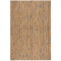 Teppich FLAIR RUGS "Jute Boucle", blau, B:120cm H:7mm L:170cm, Jute, Teppiche, aus 100% Jute, mit Fransen, aus Naturfasern