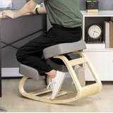 Kniestuhl Ergonomisch Aus Holz Grau, Gepolsterter Sitz, Fuer Bessere Haltung, 51 X 69 X 58 Cm