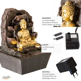 Lemodo Zimmerbrunnen Buddha mit LED Beleuchtung
