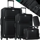 Kesser KESSER® 4tlg Trolley Kofferset Reisekoffer Set mit Rollen Komplettes Business 4er Set S M L XL Netzfach Rollen Teleskopgriff Koffer Reisetaschen Stoffkoffer Handgepäck