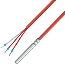 iOVEO 036HS01302 - PT100 3-Leiter Temperaturfühler/Kabelfühler/Solarfühler/Temperatursensor mit Silikon-Leitung bis 200°C, 2 Meter