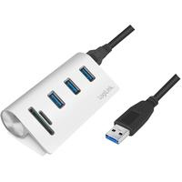 Logilink CR0045 3.2 Port USB 3.0 hub with card reader for SD/microSD aluminum casing USB-Hubs - 3 - Weiß