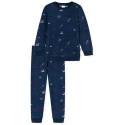 SCHIESSER Mädchen Schlafanzug - Nachtwäsche, Pyjama, lang, Print Dunkelblau 104