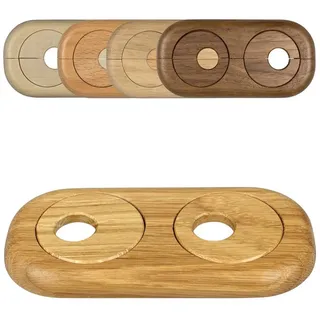 Fux Doppel Heizungsrohr Rosette, Rohrabstand variabel, 15mm - 22mm, Rohrabdeckung, Abdeckrosetten, Verkleidung, Heizkörper Rosetten, Holz, Parkett, Holzrosetten (15mm, Eiche)