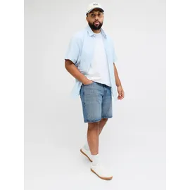 Jack & Jones PlusSize Shorts "JJITONY JJORIGINAL SHORTS AKM 111 PLS", Herren, Gr. 44 (5XL), N-Gr, blau denim, Web, Obermaterial: 100% Baumwolle, JACK & JONES PLUSSIZE, Abriebeffekte, relaxed fit knielang, Hosen Shorts