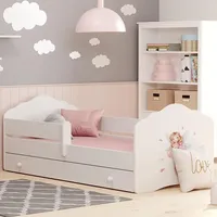 Kids Collective Kinderbett 70x140 | 80x160 cm mit Matratze und Schublade, Lattenrost | Rausfallschutz Bett für Kinder Bett Bed Kinderbett Einzelbet... - weiß