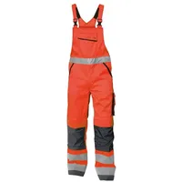 DASSY Warnschutz Latzhose mit Kniepolstertaschen, neonrot/zementgrau