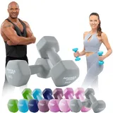 MIWEBA Sports Gymnastikhanteln 2er-Set NKH100, bodenschonend, 0,5-10 kg, Anti-Rutsch-Oberfläche Grau) 2x 8,0 Kg)