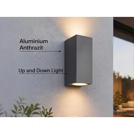 meineWunschleuchte Außenwandleuchte LED spritzwassergeschützt 15 cm 1er Set anthrazit