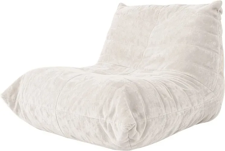 URBAN MEUBLE Luxuriöser Chenille-Beanbag mit Silberdraht, Beige, 90 x 100 x 80 cm