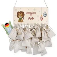 Lilleta ® Personalisierter Adventskalender Rudolf - Adventskalender 2024 aus Holz mit Namen - Weihnachtskalender für Kinder & Erwachsene