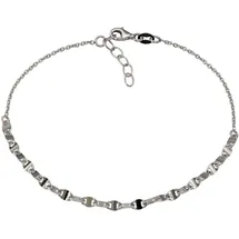 VIVANCE Fußkette "925 Silber rhodiniert glanz", weiß, Fußketten, Damen, 23+2cm, Silber 925 (Sterlingsilber), glänzend