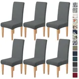 Dioxide Stuhlhussen 6er Set Stretch Stuhlhussen Schwingstühle Elastische Hussen Stuhlbezug Abnehmbarer Waschbarer Stühle Schutz für Küche Stuhlhülle Restaurant Hotel Bankett Hochzeit (Grau,6PC)