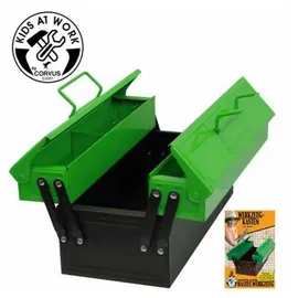 Corvus Spielwerkzeugkoffer Werkzeugkasten aus Metall, grün