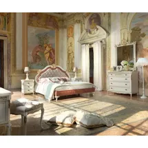 JV Möbel Bett 2x Nachttische 5 tlg. Schlafzimmer Set Design Möbel Luxus Kommode