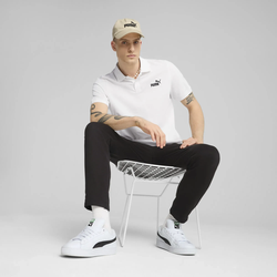 Poloshirt PUMA "Essentials No. 1 Logo Pique-Poloshirt Herren", Herren, Gr. S, weiß, Obermaterial: 4% Elasthan, 96% Baumwolle; Ärmelbund: 4% Elasthan, 96% Baumwolle; Kragen: 4% Elasthan, 96% Baumwolle, clean, regular fit, Shirts