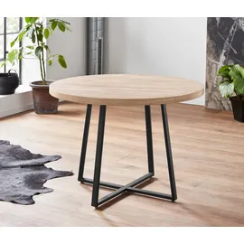 Home Affaire Esstisch HOME AFFAIRE "Anja, TOPSELLER", beige (natur, schwarz, eiche), B:110cm H:76cm T:110cm, Tische, Esstisch, Durchmesser 110 cm, Skandi Design, Metallgestell