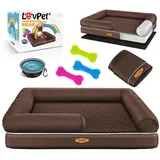 Lovpet LovPet® Orthopädisches Hundebett Hundekissen Hundekorb Relax, Inkl. Napf + 3X Kauknochen, Hundesofa für Kleine, Mittelgroße & Große Hunde, Bezug abnehmbar und waschbar