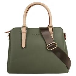 Henkeltasche BUGATTI "ELLA", Damen, Gr. B/H/T: 28cm x 20cm x 12cm onesize, grün, Kunstfaser, unifarben, Taschen