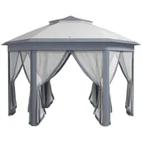 Outsunny Faltpavillon 4,05 x 4,05 m Grau