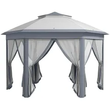 Outsunny Faltpavillon 4,05 x 4,05 m Grau
