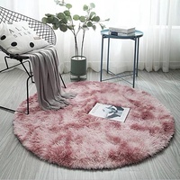 KISUFU Runder Teppich für Wohnzimmer - Teppich aus weichem Samt, geeignet für Wohnzimmerteppich, langer und weicher Teppich, Sofakissen mit rutschfesten Teppichen (100 cm, Rosa)