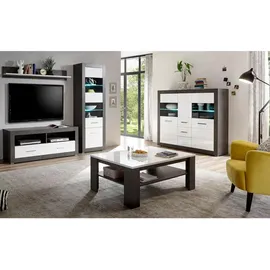 furn.design Couchtisch Weiß Hochglanz, Grau, Stone Beistelltisch 118 x 72 cm, Wohnzimmer, Wohnzimmertische, Couchtische