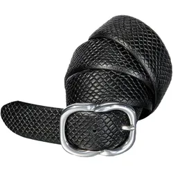 Ledergürtel SILBERGIFT, Damen, Gr. 90, schwarz, Rindsleder, elegant,feminin,festlich,klassisch,modisch, Gürtel, glänzende Dornschließe in Ovalform, Metallic-Look
