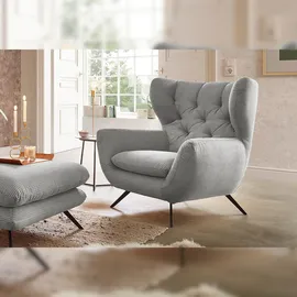 KAWOLA Sessel CHARME Hochlehnsessel Cord hellgrau