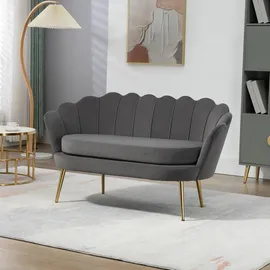 Homcom Sofa zwei-Sitzer, 2er couch, Grau 130 x 63 x 75 cm