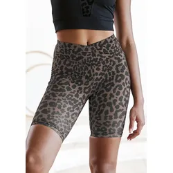 Radlerhose LASCANA ACTIVE, Damen, Gr. 44/46, N-Gr, braun, Obermaterial: 79% Polyester, 21% Elasthan, animal-print, sportlich, figurbetont kniefrei, Hosen, mit allover Druck