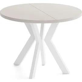 WFL GROUP Runder Esstisch 100 x 77 x 100 cm beige