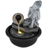GLOBO Brunnen Fontana Buddha Kunststoff Schwarz Matt