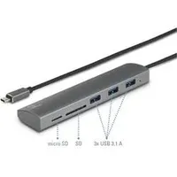 Renkforce 3 Port USB 3.2 Gen 1-Hub (USB 3.0) mit eingebautem SD-Kartenleser, mit Aluminiumgehäuse S