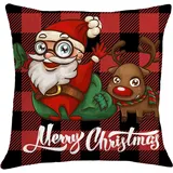 Kissenbezug 80x80 Brown Red Christmas Kopfkissenbezug Superweicher Baumwolle Hanf Couchkissen Resistent Atmungsaktiv Verdecktem Zip Voll Sofakissen 80x80cm/1 Pcs