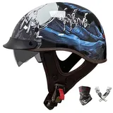 Smilfree Halbschalenhelm Mit ECE-Zulassung Vintage Motorradhelm Cruiser Chopper Scooter Helm Herren Retro Motorrad Halbhelm Damen Mofa Helm