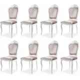 Casa Padrino Luxus Barock Samt Esszimmer Stuhl 8er Set Grau / Weiß - Barock Möbel