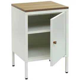 Mendler Nachttisch HWC-L84, Nachtschrank Kommode Beistelltisch Schrank, Metall 63x40x40cm, Melaminbeschichtet ~ weiß